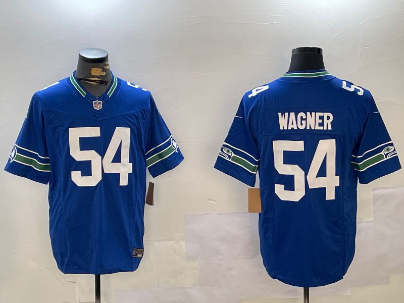 Men Seattle Seahawks 54 Wagner Blue Throwback three generations 2024 Nike Limited NFL Jersey style 1